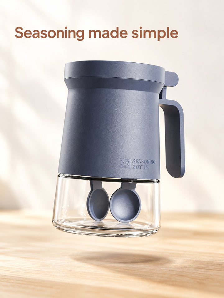 Glass Seasoning Jar Set With Moisture-Proof Lid & Spoons