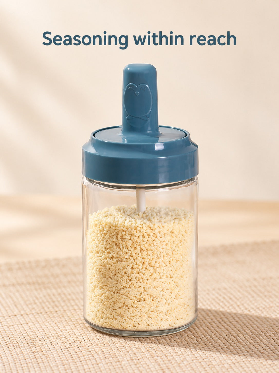 Glass Seasoning Jar with Spoon Lid for Tidy Counters