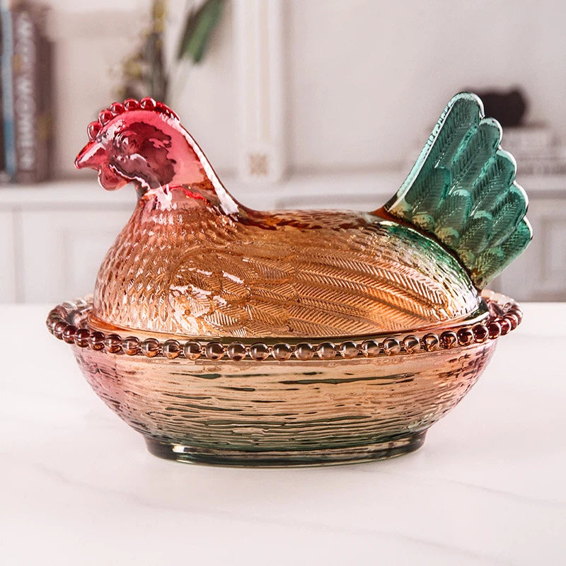 Glass Chicken Storage Jar for Stylish Snack Display