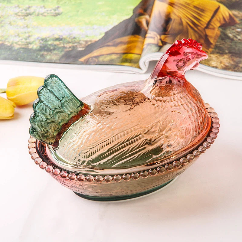Glass Chicken Storage Jar for Stylish Snack Display
