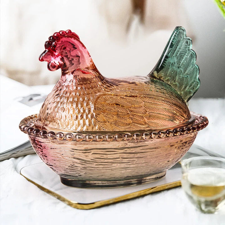 Glass Chicken Storage Jar for Stylish Snack Display