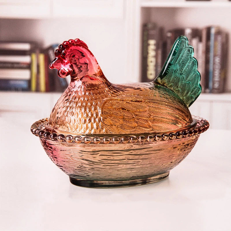 Glass Chicken Storage Jar for Stylish Snack Display