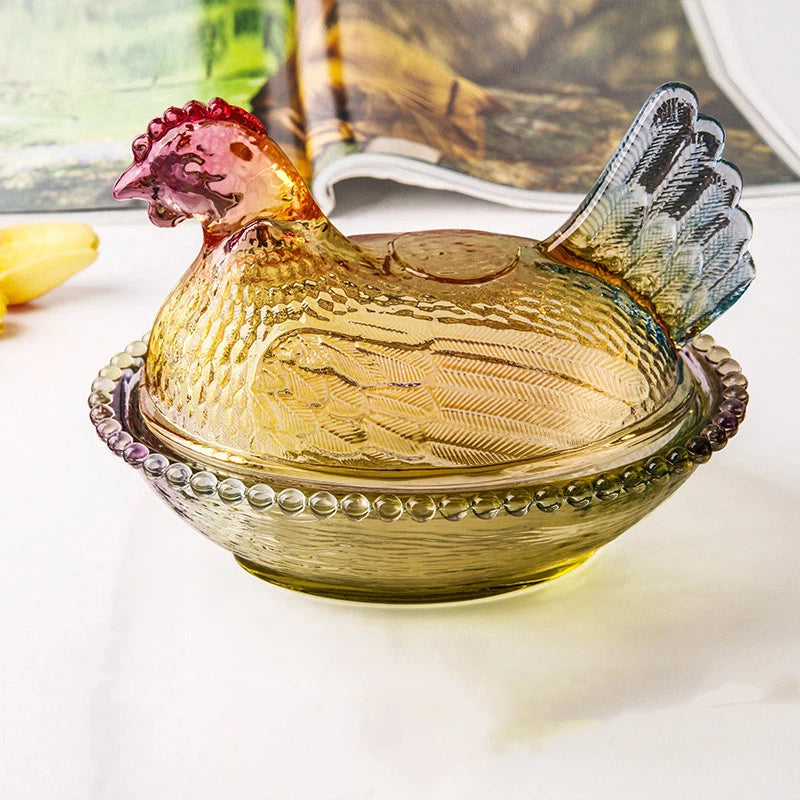Glass Chicken Storage Jar for Stylish Snack Display