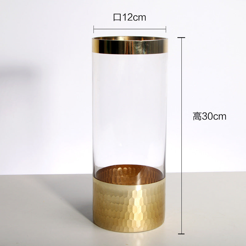 Modern Glass Vase With Textured Gold Base Centerpiece