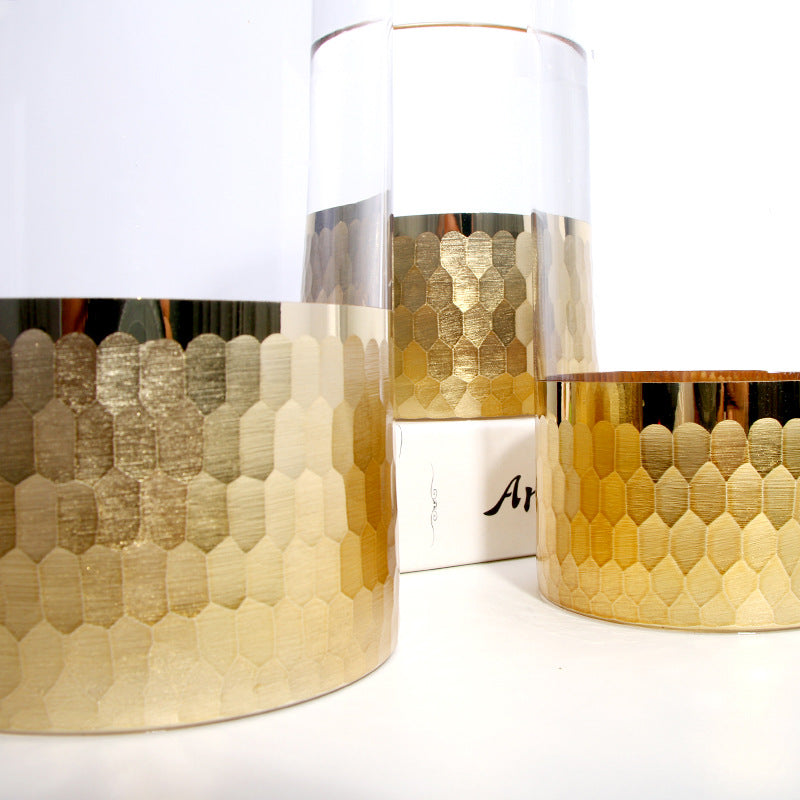 Modern Glass Vase With Textured Gold Base Centerpiece