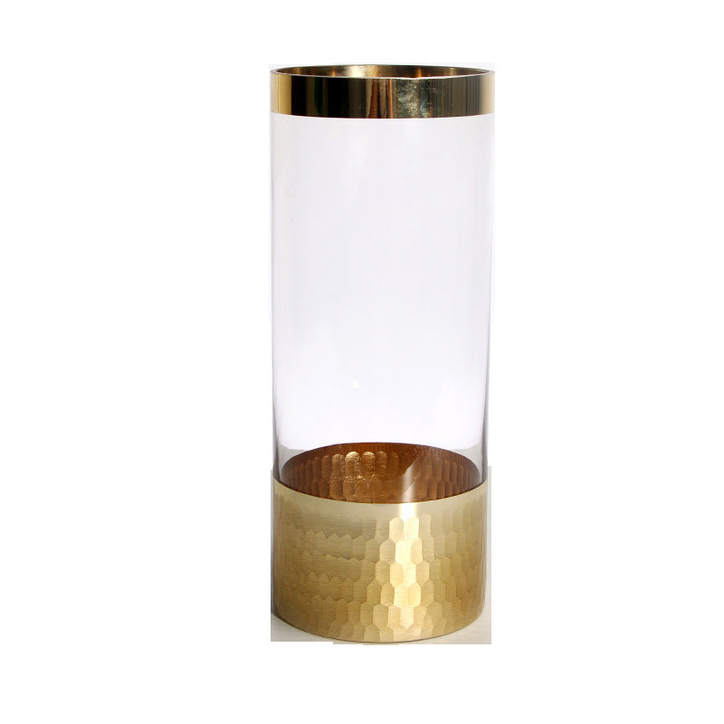 Modern Glass Vase With Textured Gold Base Centerpiece