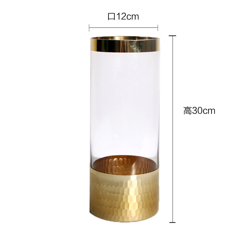 Modern Glass Vase With Textured Gold Base Centerpiece