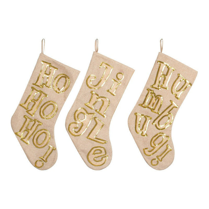 Glitter Letter Christmas Stocking Gift Bag Decoration