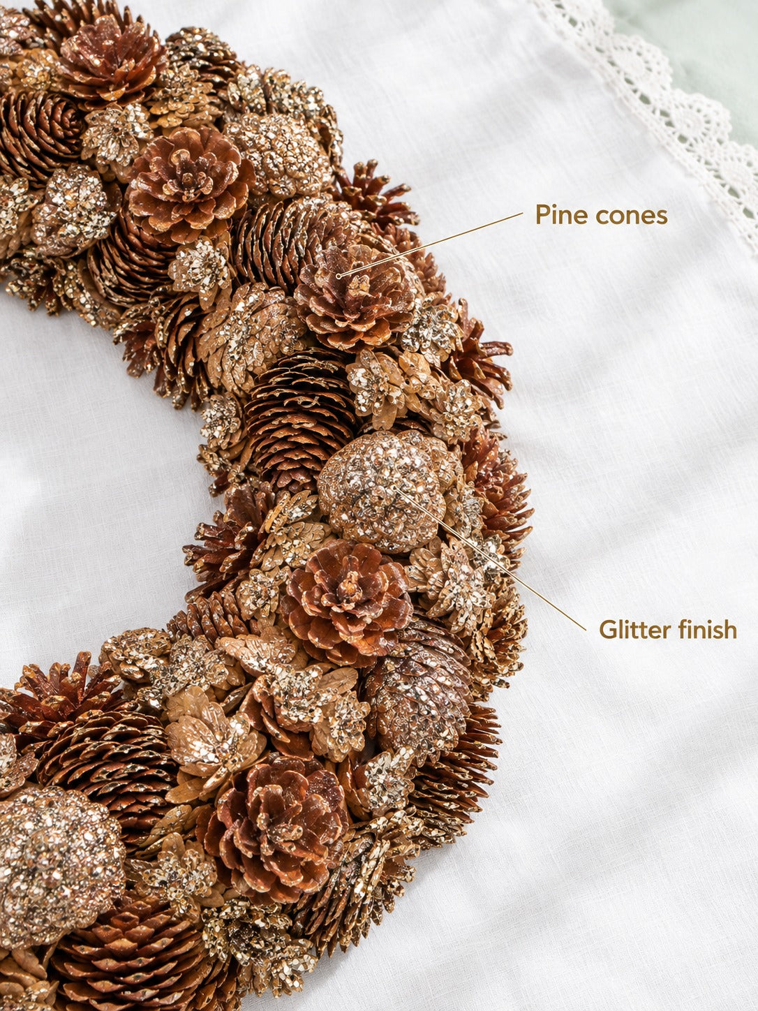 Glitter Pine Cone Wreath for Fall & Holiday Front Door