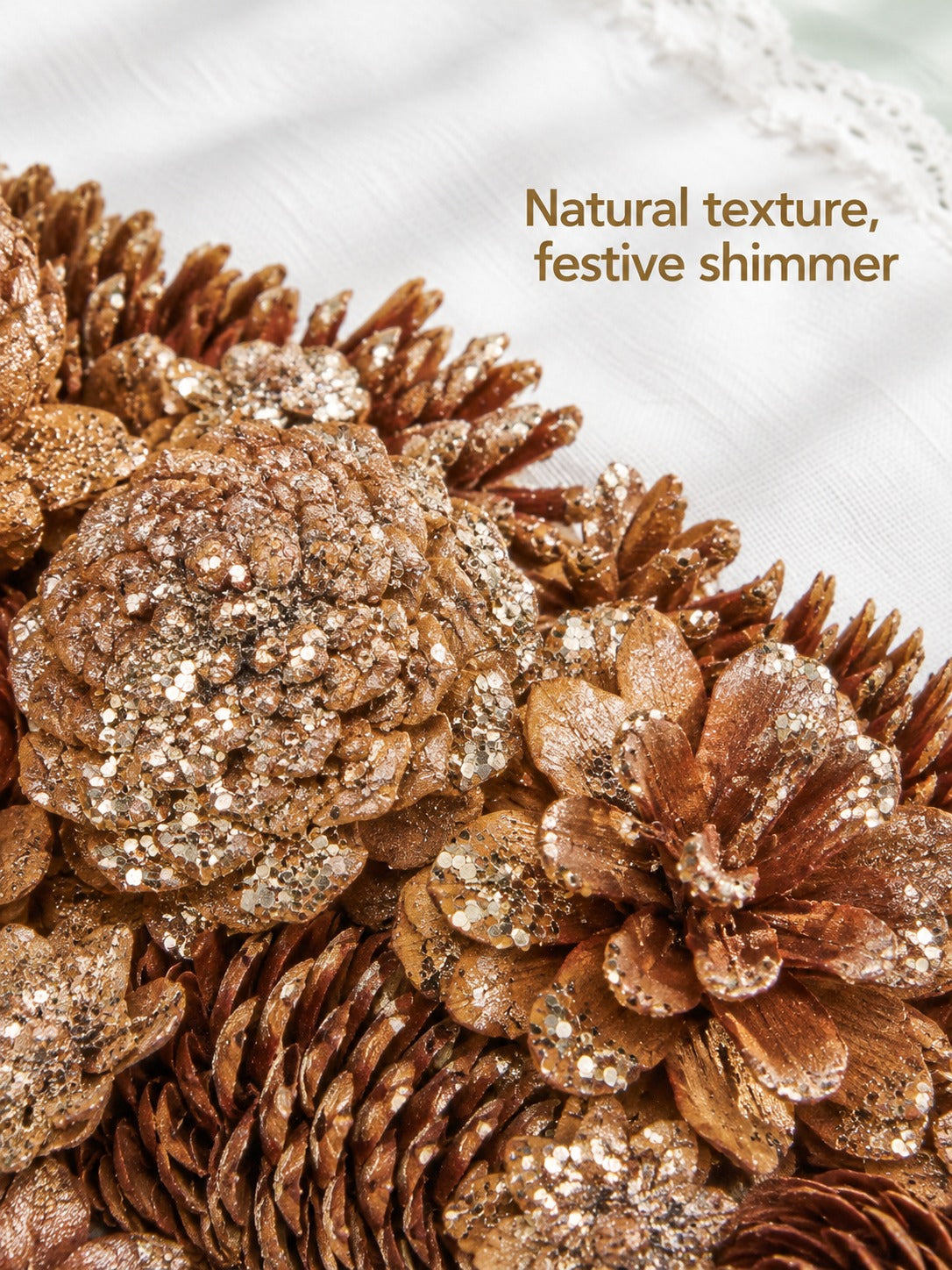 Glitter Pine Cone Wreath for Fall & Holiday Front Door