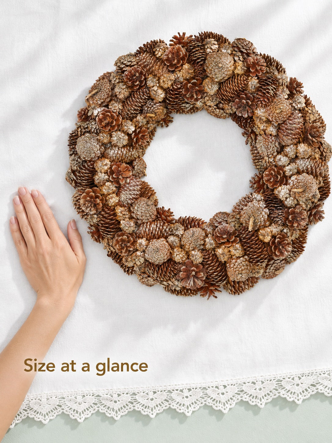 Glitter Pine Cone Wreath for Fall & Holiday Front Door