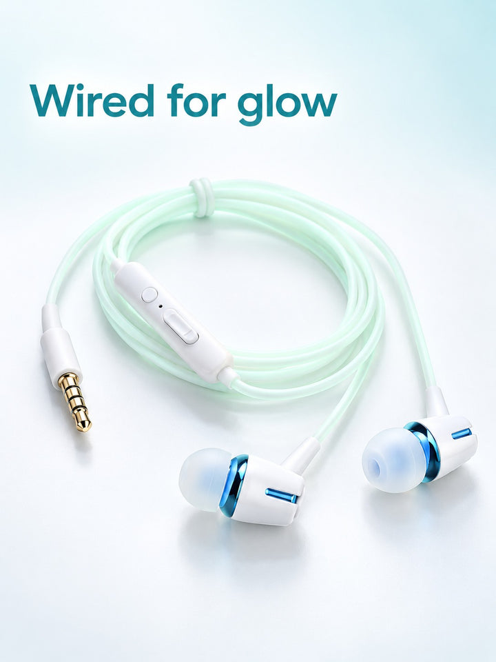 Glow-in-the-Dark Wired Earphones with Mic and Volume
