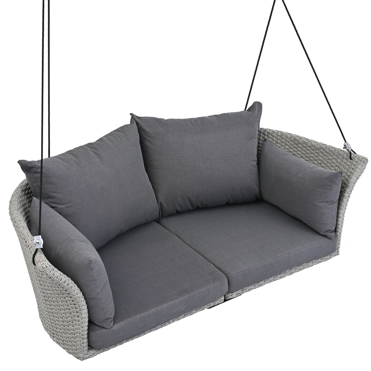 2-Person Wicker Porch Swing with Removable Cushions