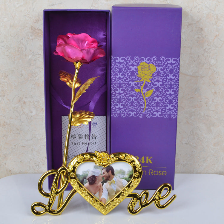 Gold Rose Photo Frame Gift Box for Lasting Romantic Love