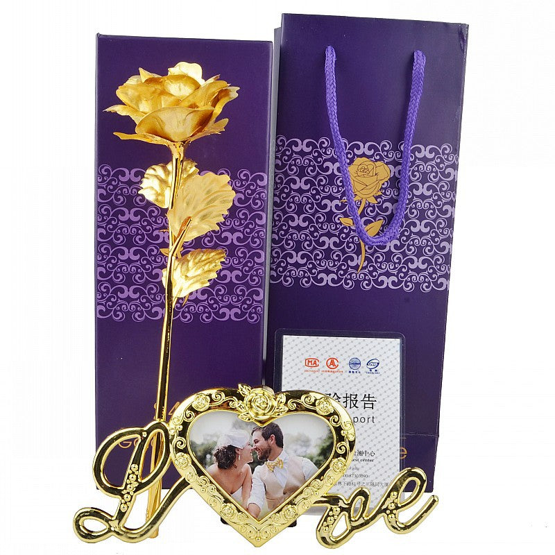 Gold Rose Photo Frame Gift Box for Lasting Romantic Love