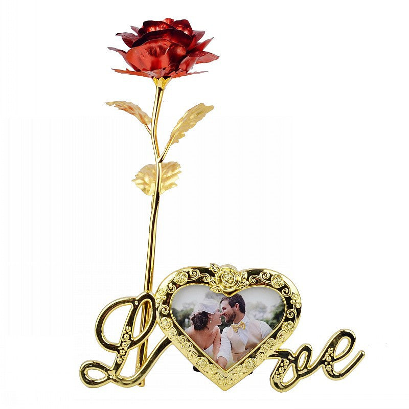 Gold Rose Photo Frame Gift Box for Lasting Romantic Love