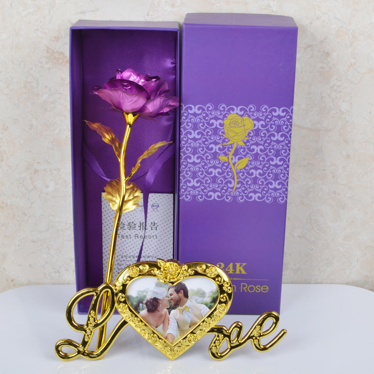 Gold Rose Photo Frame Gift Box for Lasting Romantic Love