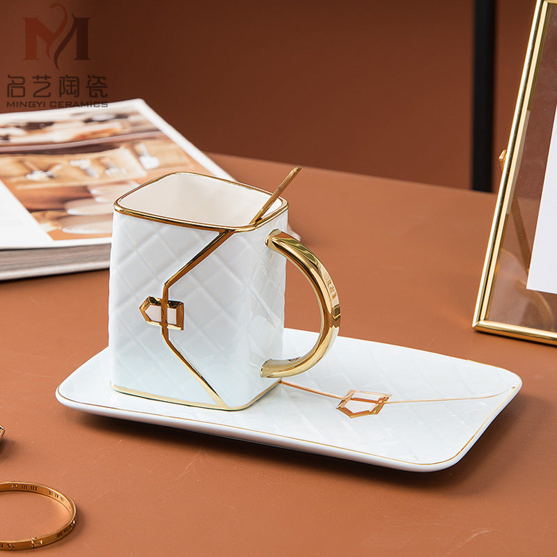 Handbag Coffee Cup and Saucer Set with Gold Trim