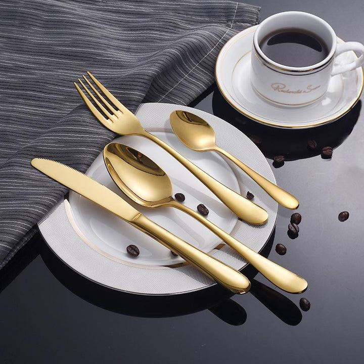 Gold Stainless Steel Cutlery Set for European-Style Dining