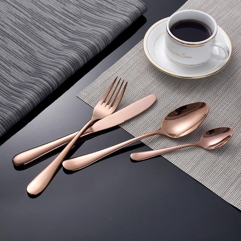 Gold Stainless Steel Cutlery Set for European-Style Dining