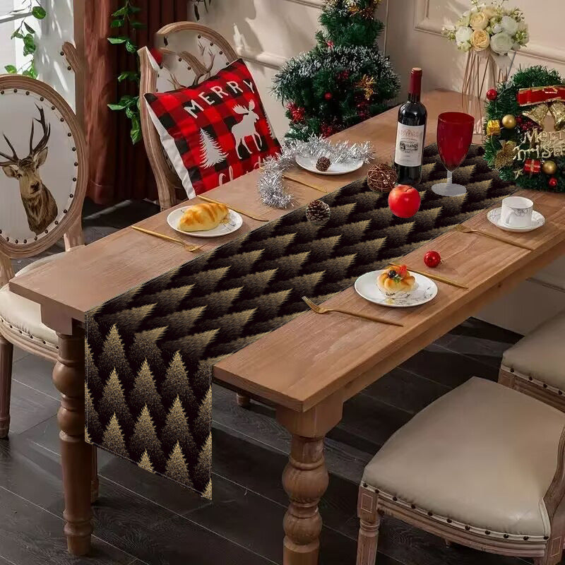 Christmas Table Runner – Elegant Black-Gold Decor