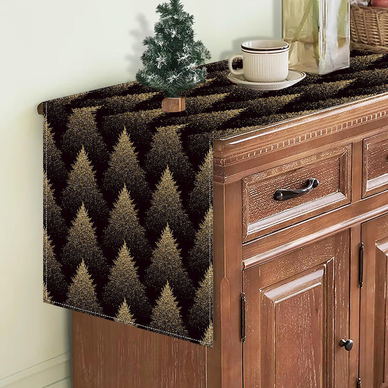 Christmas Table Runner – Elegant Black-Gold Decor