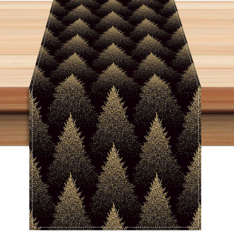 Christmas Table Runner – Elegant Black-Gold Decor