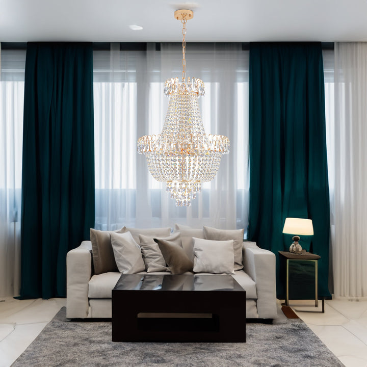 Gold Crystal Pendant Light Chandelier for Living Rooms