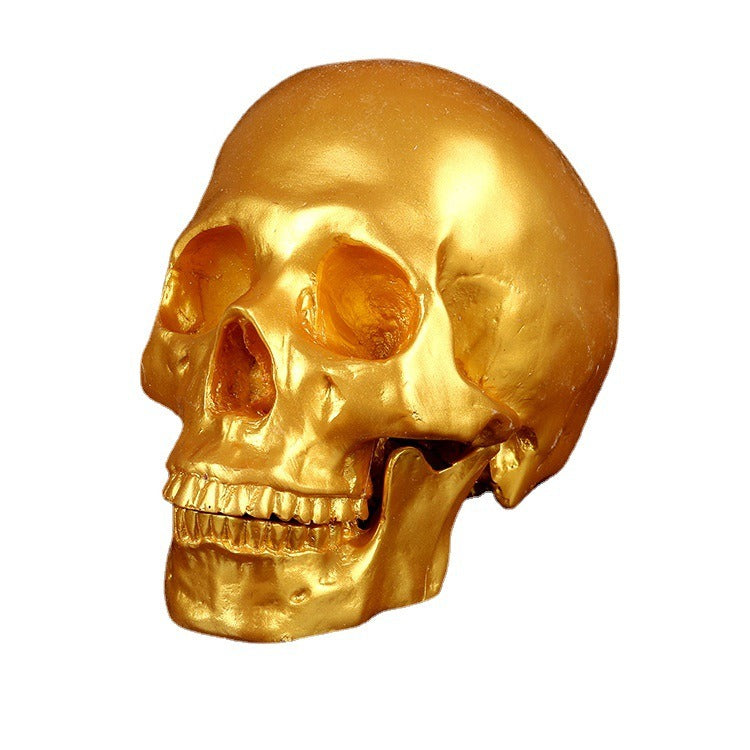 Metallic Gold Skull Ornament for Gothic Statement Decor