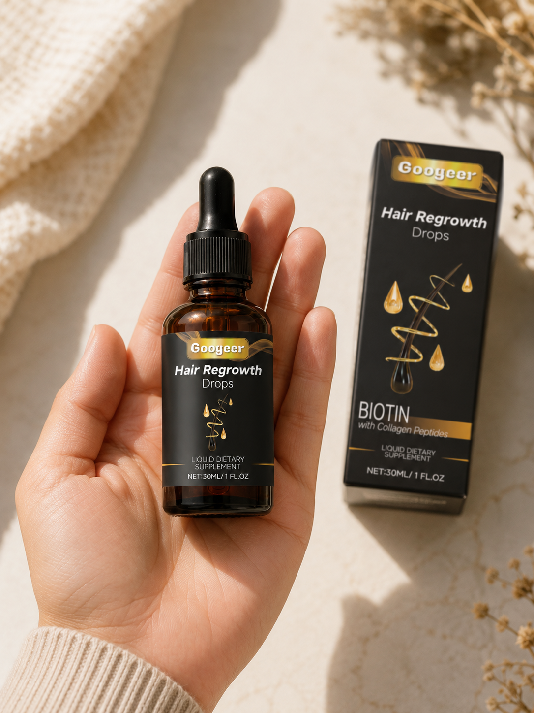 Googeer Hair Regrowth Drops — Biotin & Collagen Peptides