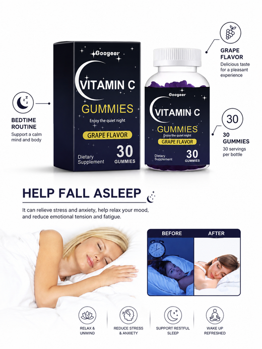 Melatonin Vitamin C Gummies — Help Fall Asleep & Relieve