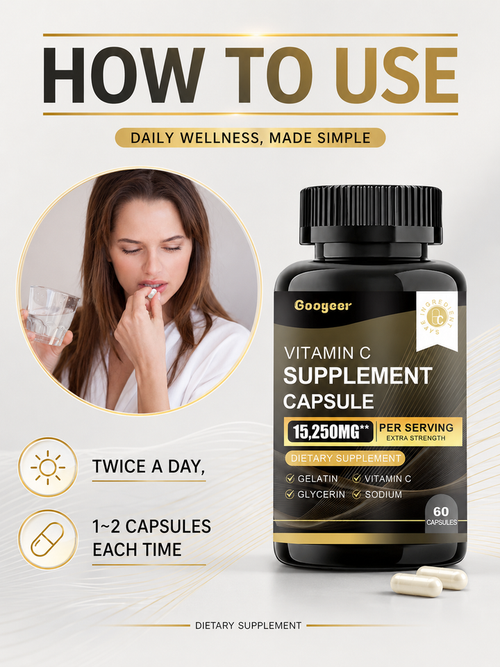 Vitamin C Supplement — 15,250mg Daily Immune & Energy Support