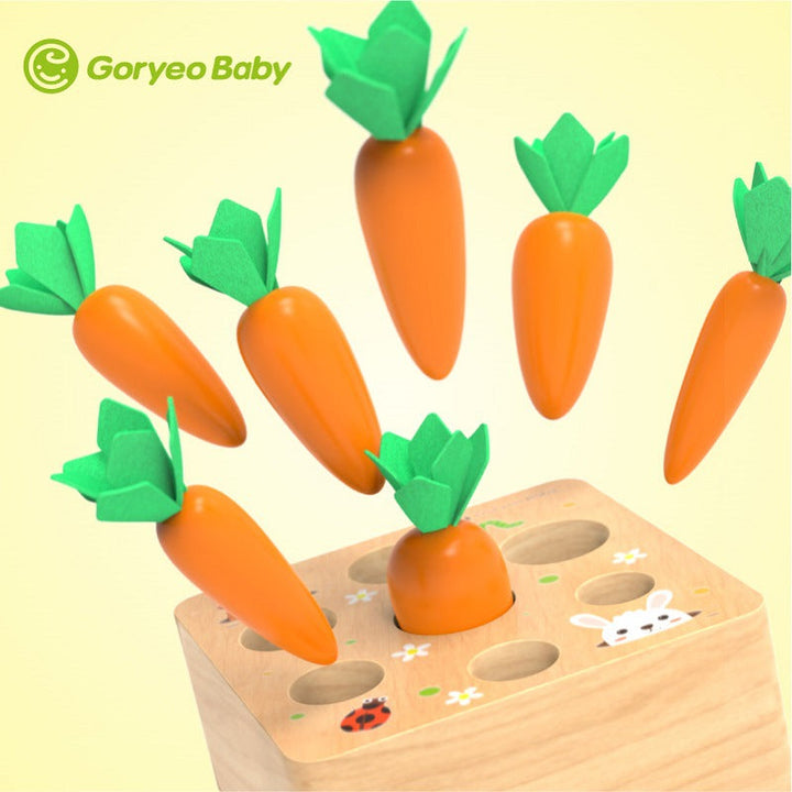 Wooden Carrot Pulling Toy for Fine Motor Skills Practice