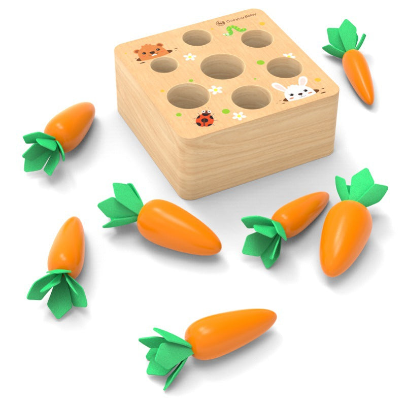 Wooden Carrot Pulling Toy for Fine Motor Skills Practice