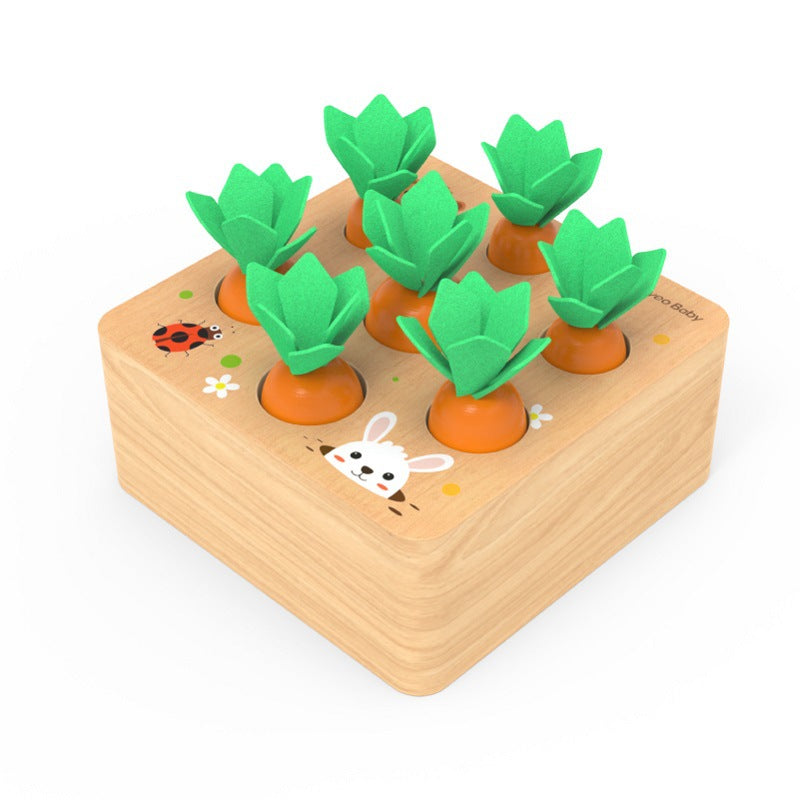Wooden Carrot Pulling Toy for Fine Motor Skills Practice
