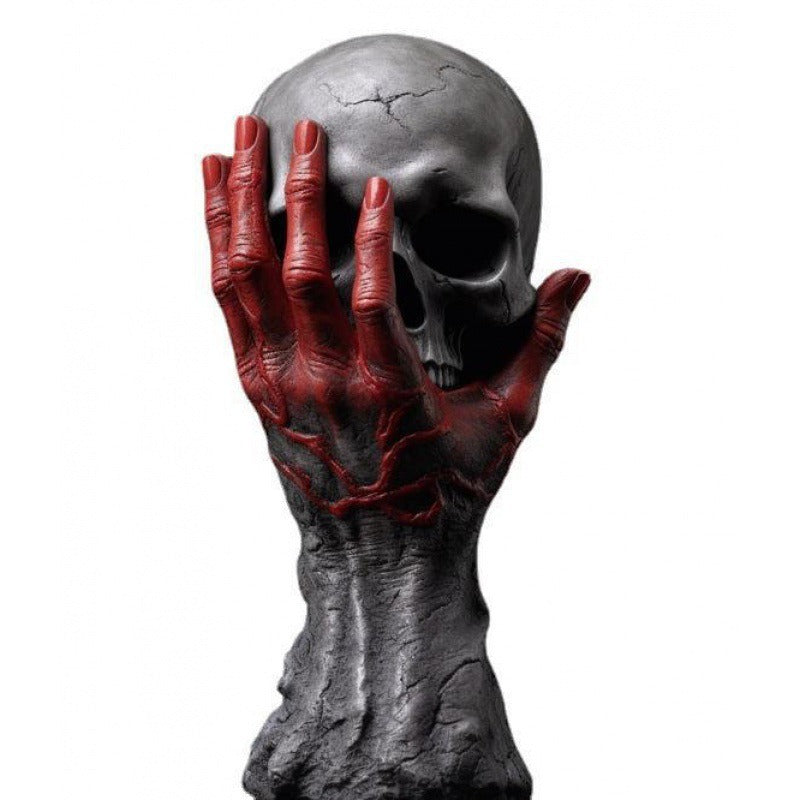 Gothic Skull Hand Resin Sculpture for Dramatic Dark Decor
