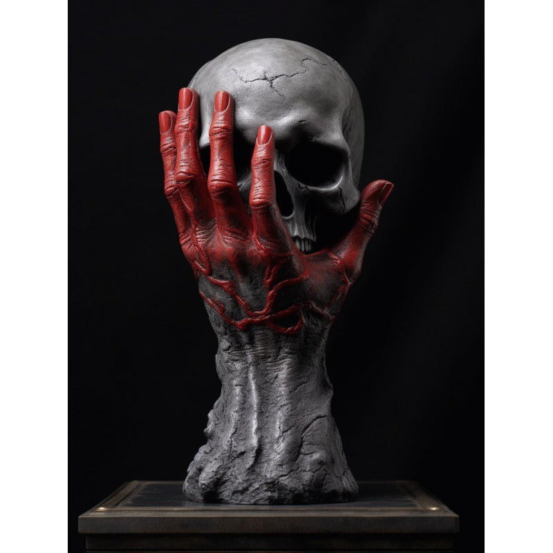 Gothic Skull Hand Resin Sculpture for Dramatic Dark Decor
