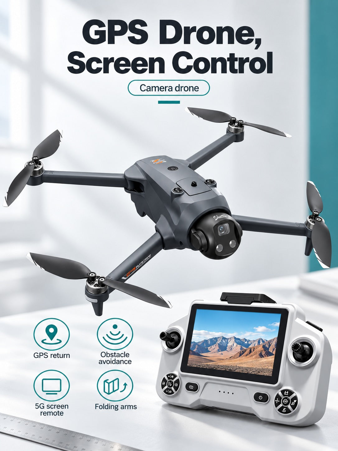GPS Drone with Obstacle Avoidance and 5G Screen Remote