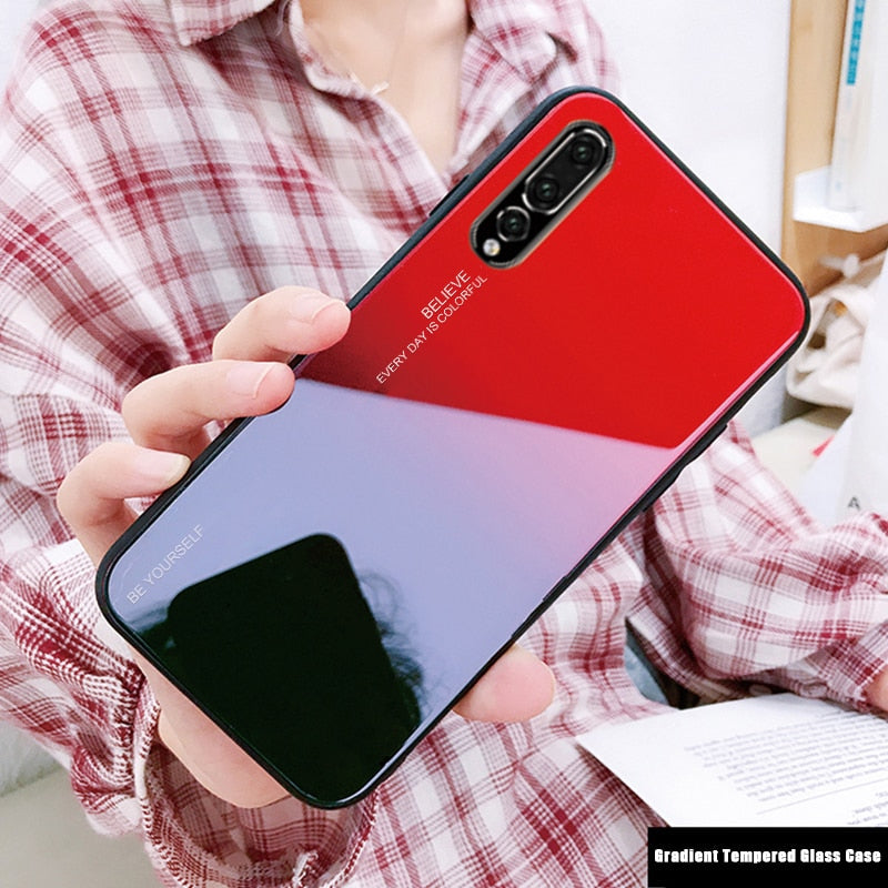 Gradient Tempered Glass Phone Case for Huawei Honor