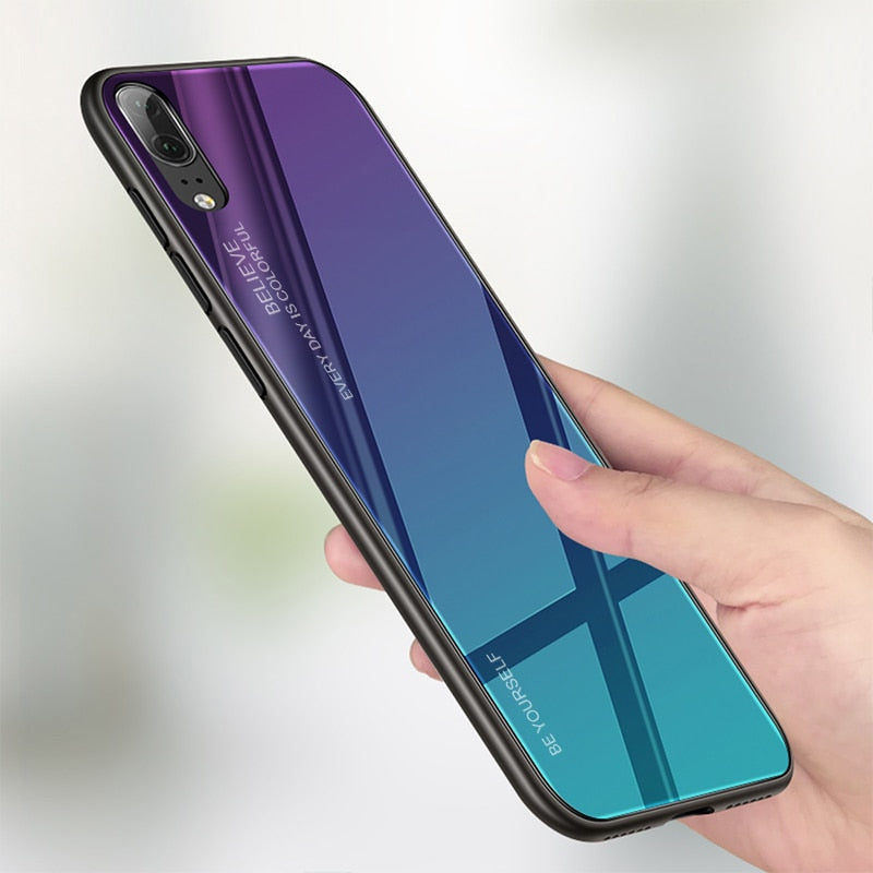 Gradient Tempered Glass Phone Case for Huawei Honor