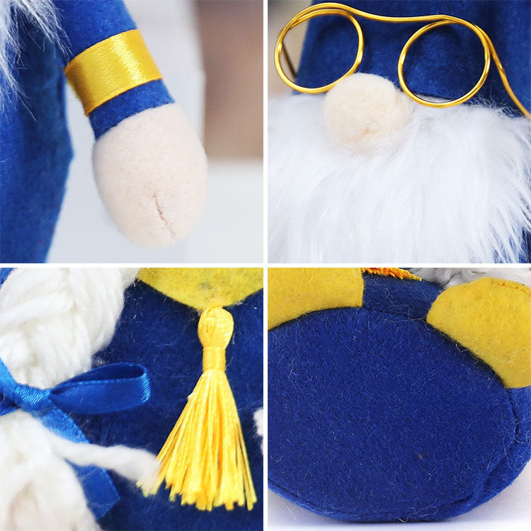 Graduation Dwarf Doll Set for Blue-Gold Party Decor