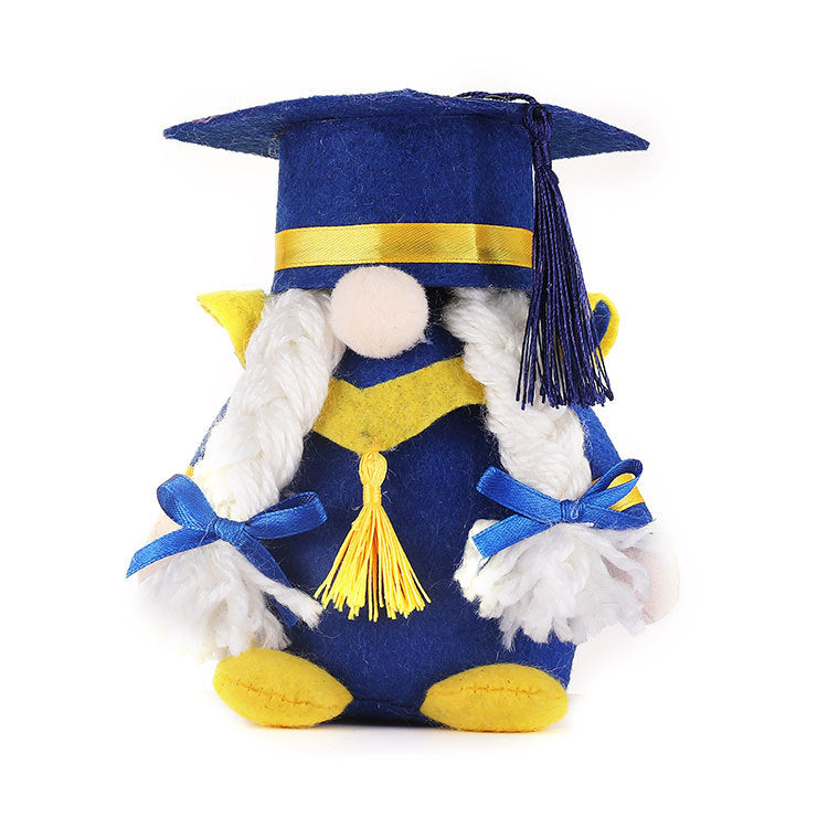 Graduation Dwarf Doll Set for Blue-Gold Party Decor