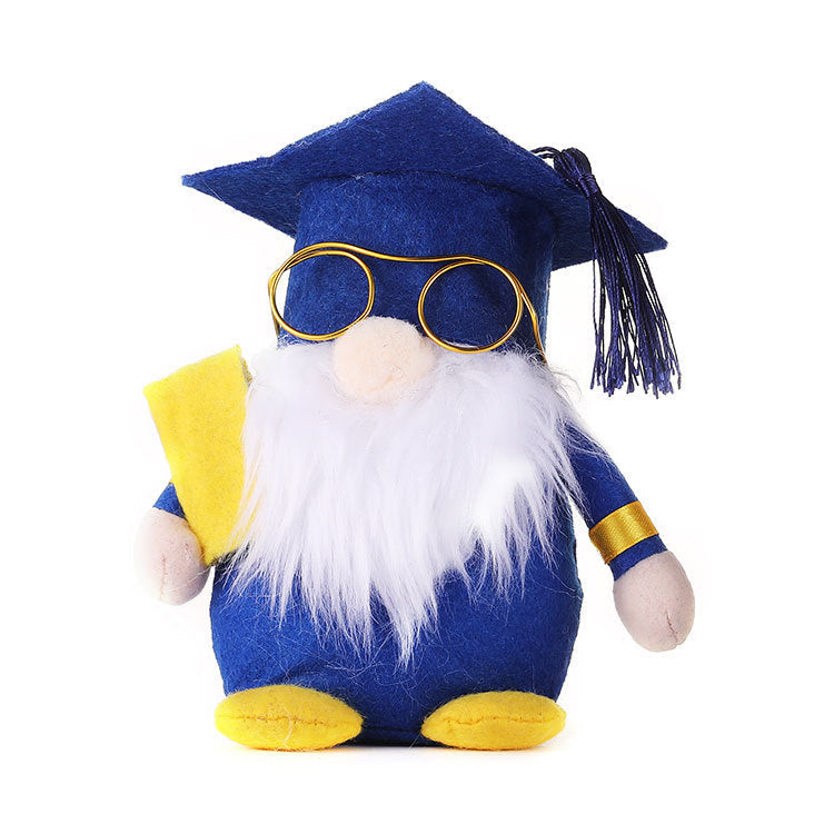 Graduation Dwarf Doll Set for Blue-Gold Party Decor
