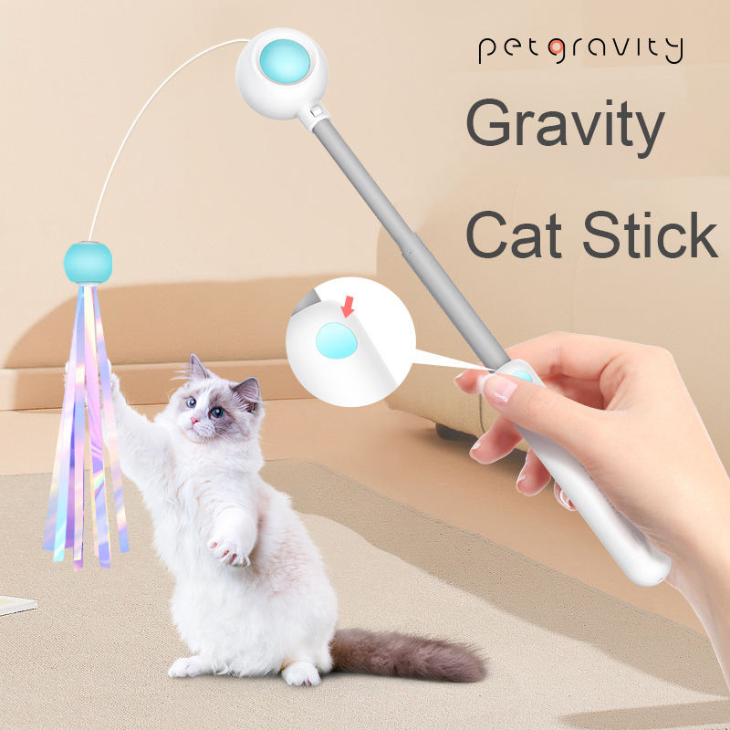 Extendable Cat Wand Toy With Replaceable Attachments