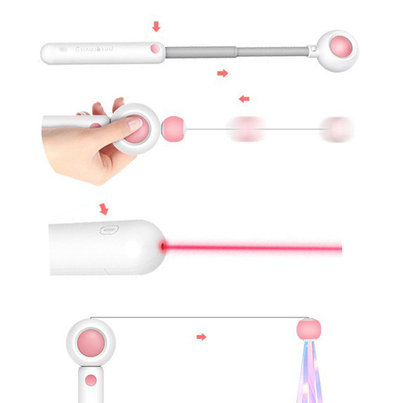 Extendable Cat Wand Toy With Replaceable Attachments