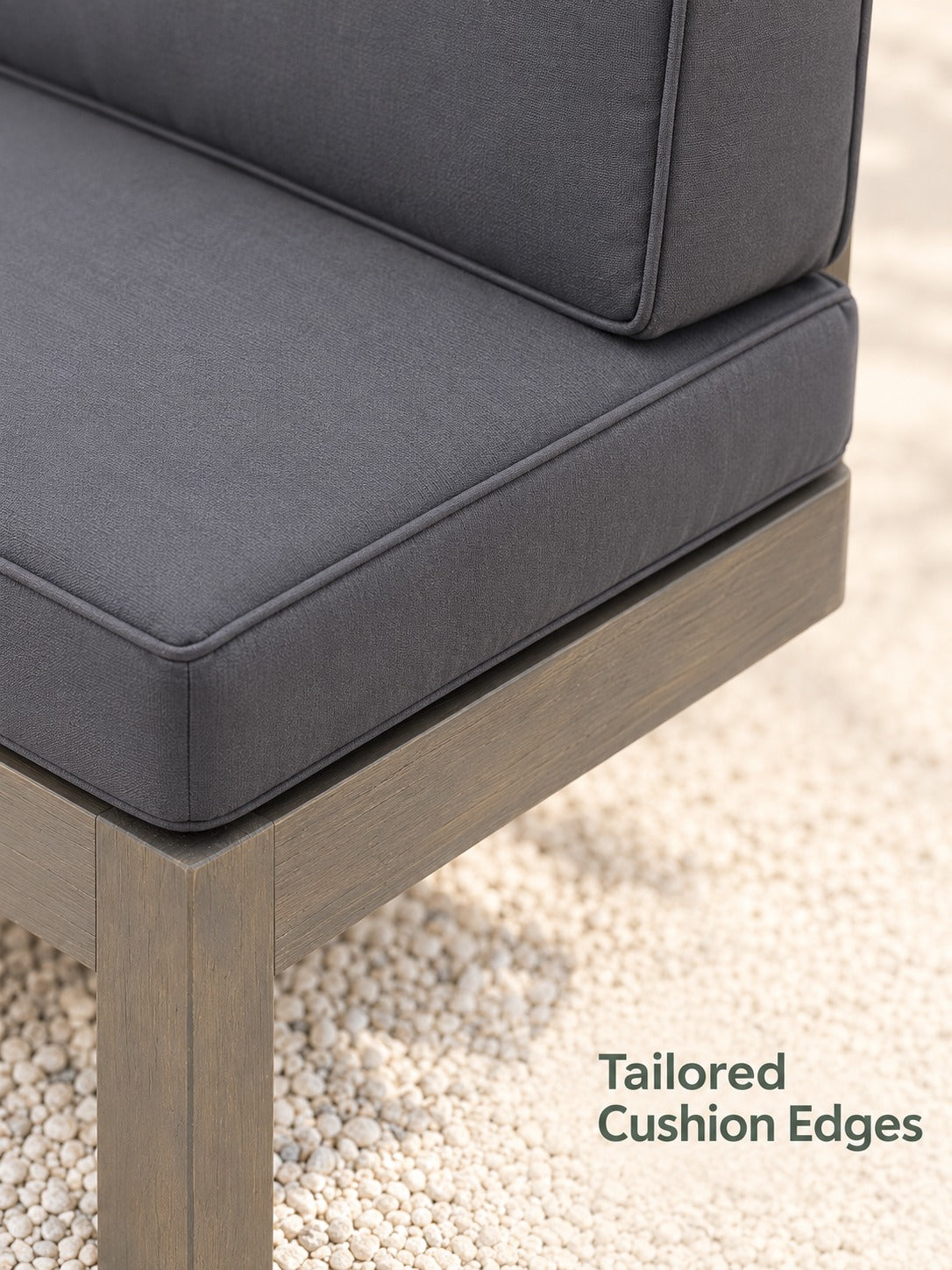 Gray Wood Corner Bench with X-Back Design for Patios