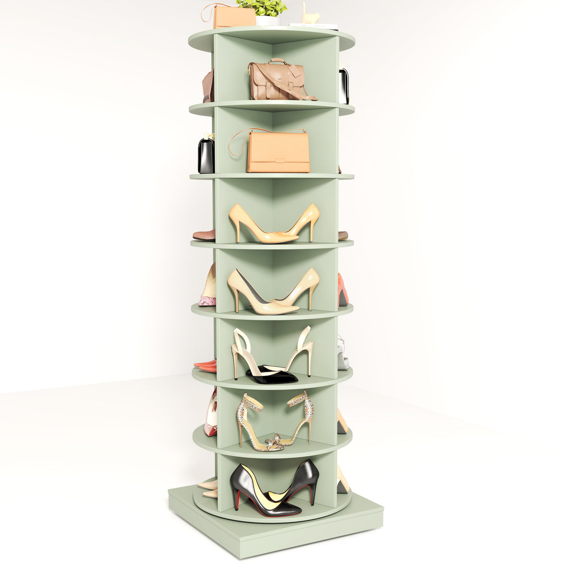 Rotating 7-Tier Shoe Cabinet for Shoes and Handbags