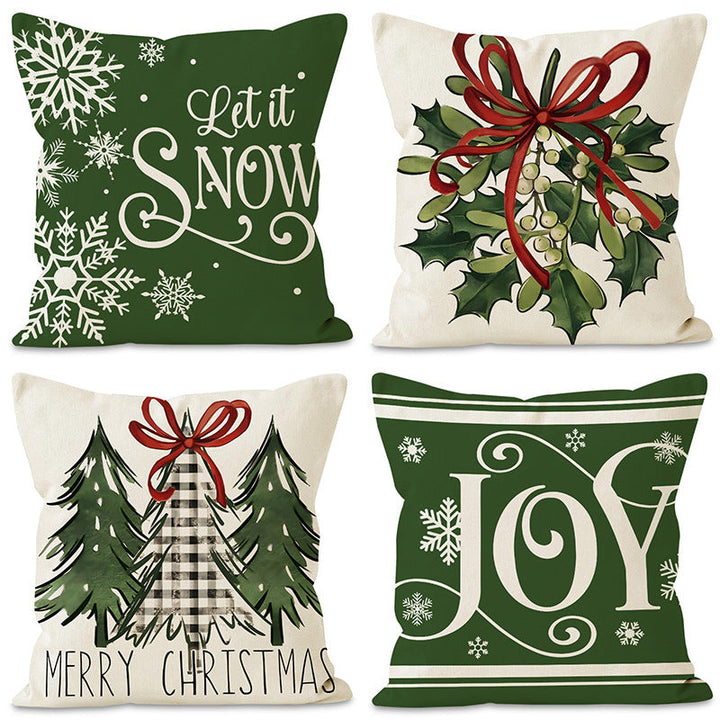 Christmas Pillow Cover – Festive Linen-Look Home Decor