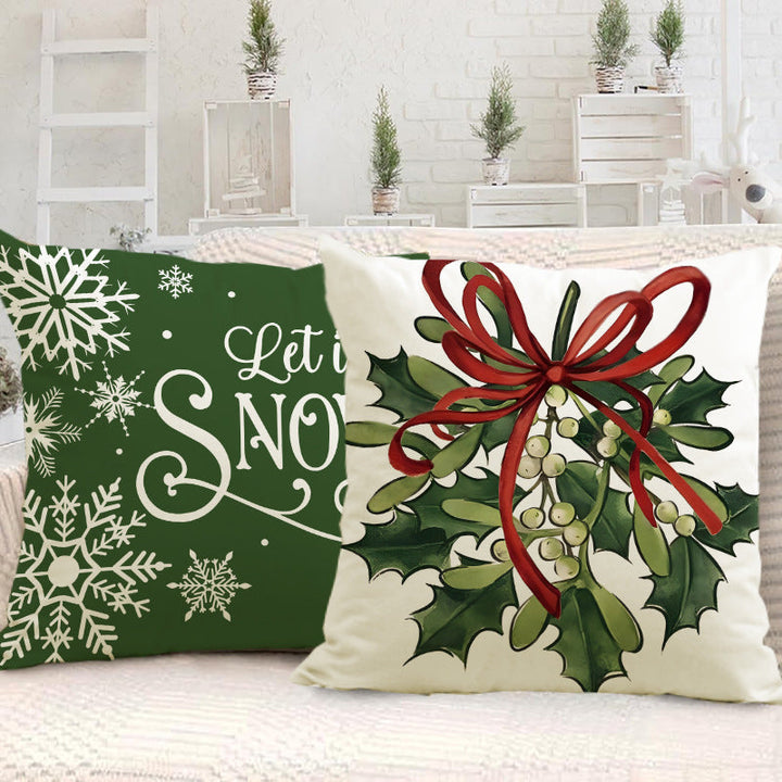 Christmas Pillow Cover – Festive Linen-Look Home Decor