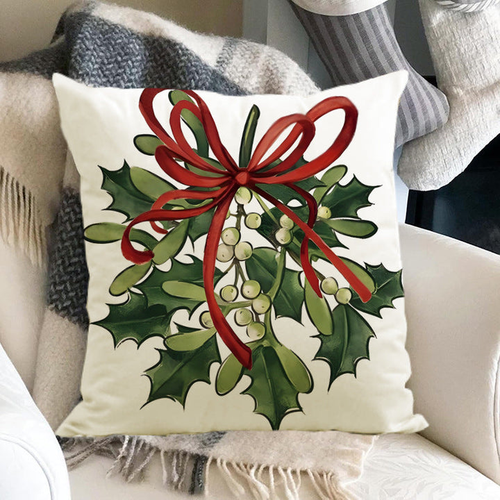 Christmas Pillow Cover – Festive Linen-Look Home Decor